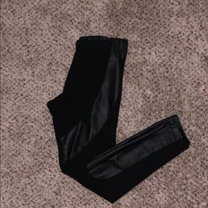 Black leggings with leather detail